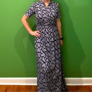 Maxi button down shirt sleeve dress